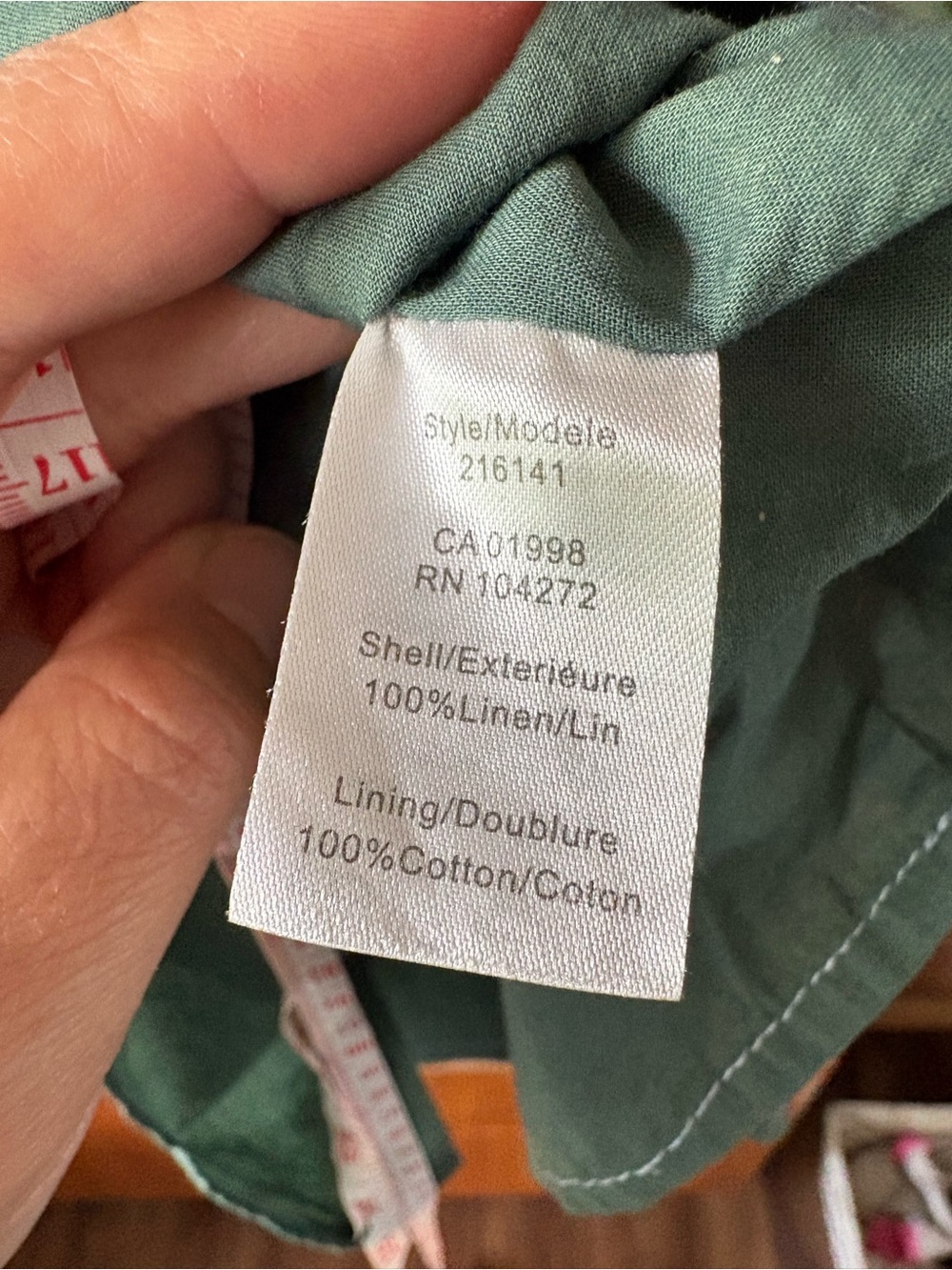 👉3/$25 Spanner 100% Linen Ethereal Green Dress XS - Picture 4 of 5